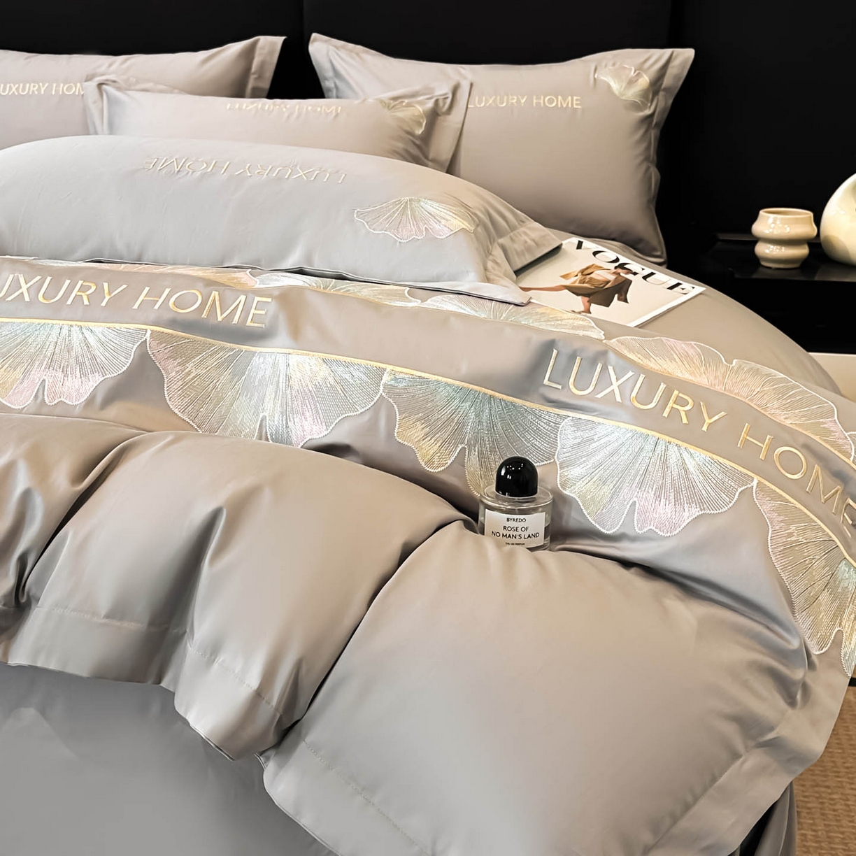 91家纺网 家纺一手货源 找家纺 犇牛仓储供应链 2026新款A类全棉刺绣四件套-花漾 花漾-星辰灰