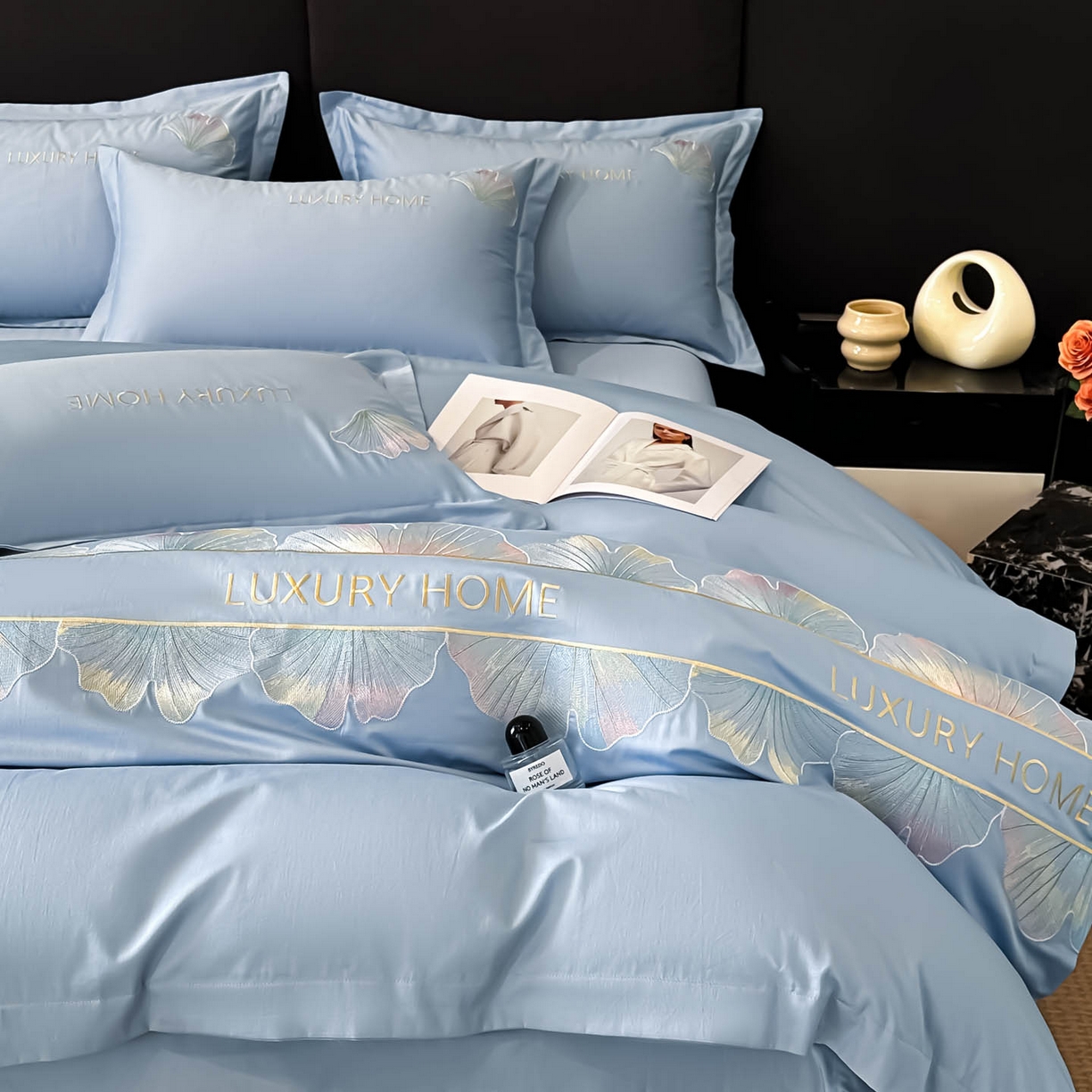 91家纺网 家纺一手货源 找家纺 犇牛仓储供应链 2026新款A类全棉刺绣四件套-花漾 花漾-柔雾蓝