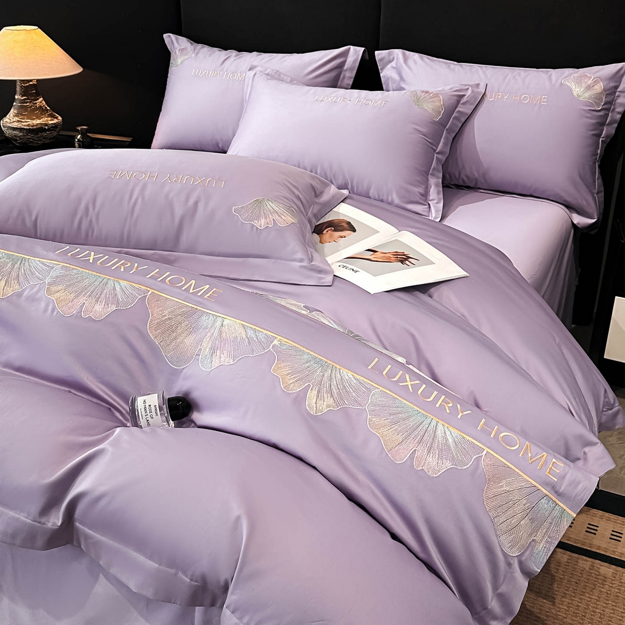 91家纺网 家纺一手货源 找家纺 犇牛仓储供应链 2026新款A类全棉刺绣四件套-花漾 花漾-梦幻紫