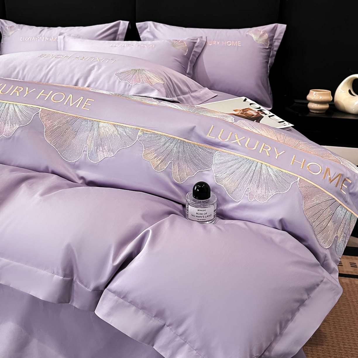 91家纺网 家纺一手货源 找家纺 犇牛仓储供应链 2026新款A类全棉刺绣四件套-花漾 花漾-梦幻紫