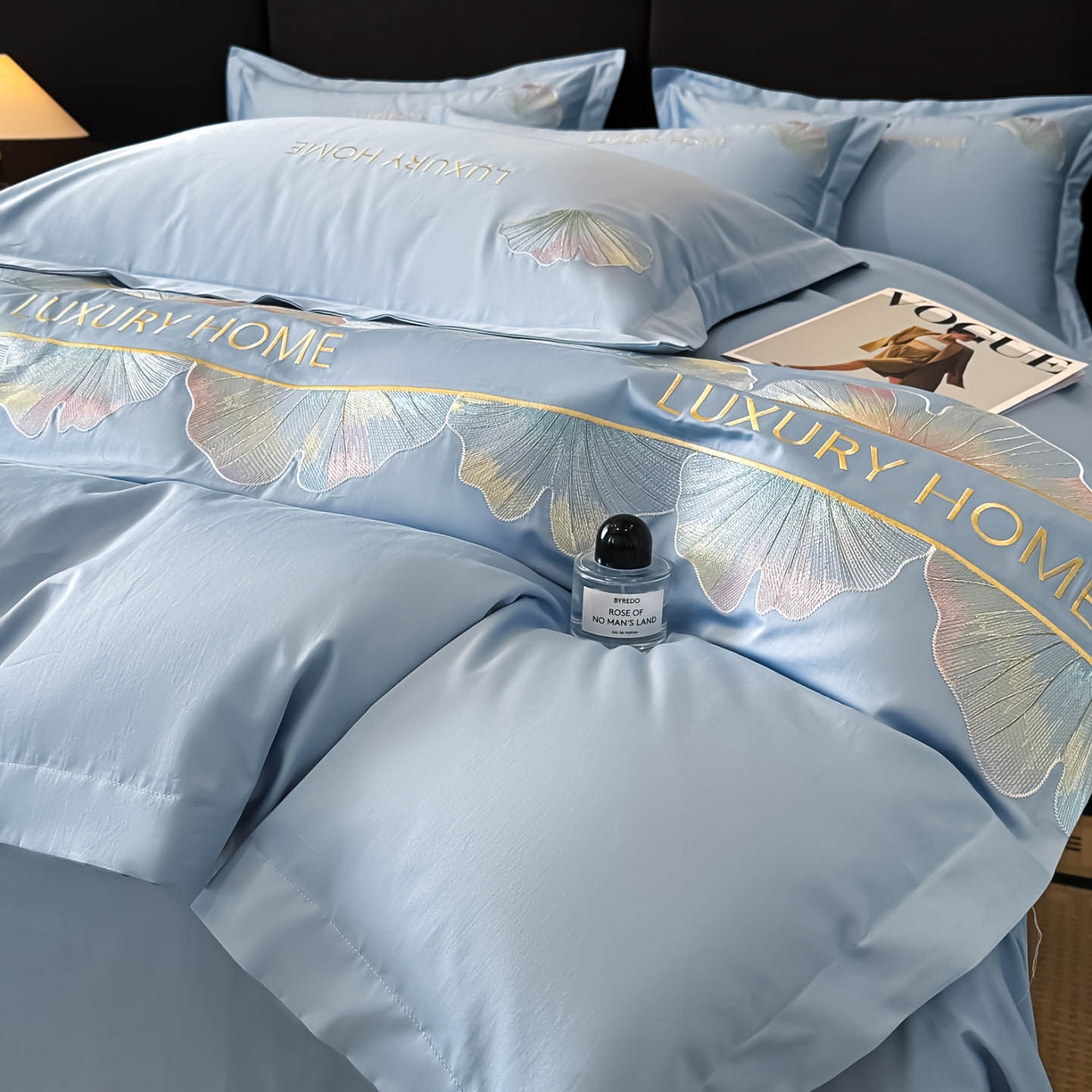 91家纺网 家纺一手货源 找家纺 犇牛仓储供应链 2026新款A类全棉刺绣四件套-花漾 花漾-柔雾蓝