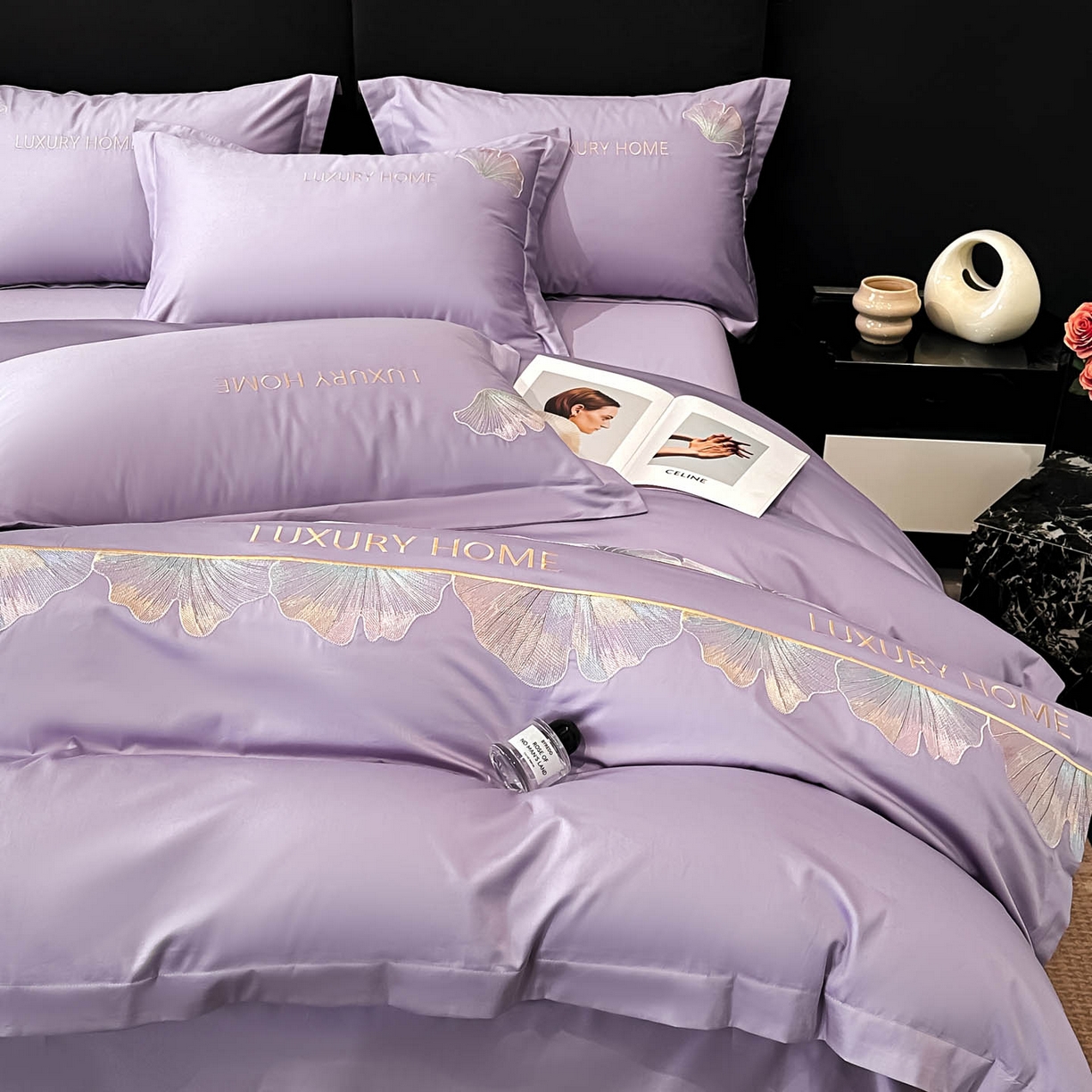 91家纺网 家纺一手货源 找家纺 犇牛仓储供应链 2026新款A类全棉刺绣四件套-花漾 花漾-梦幻紫