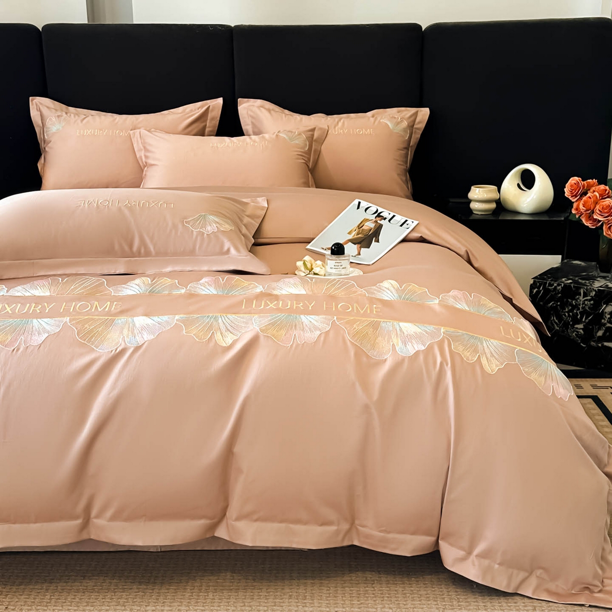 91家纺网 家纺一手货源 找家纺 犇牛仓储供应链 2026新款A类全棉刺绣四件套-花漾 花漾-香槟色