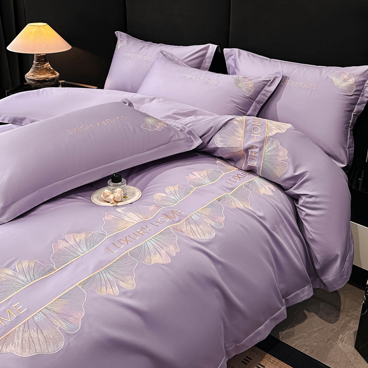 91家纺网 家纺一手货源 找家纺 犇牛仓储供应链 2026新款A类全棉刺绣四件套-花漾 花漾-梦幻紫