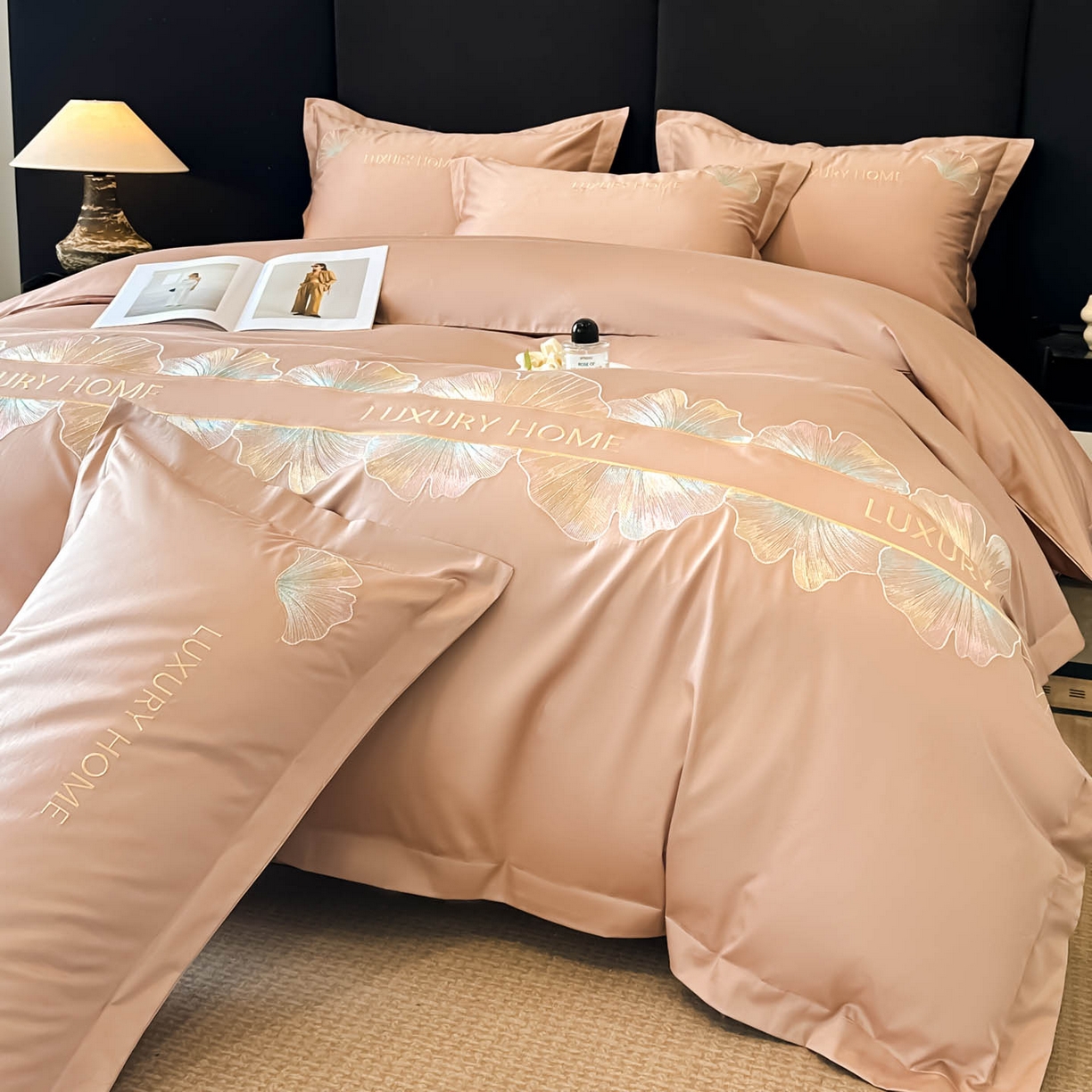 91家纺网 家纺一手货源 找家纺 犇牛仓储供应链 2026新款A类全棉刺绣四件套-花漾 花漾-香槟色