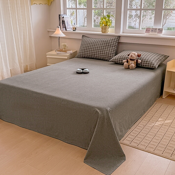 91家纺网 家纺一手货源 找家纺 梦依依 2026新款全棉色织水洗棉大豆被四件套系列 云岫兰咖