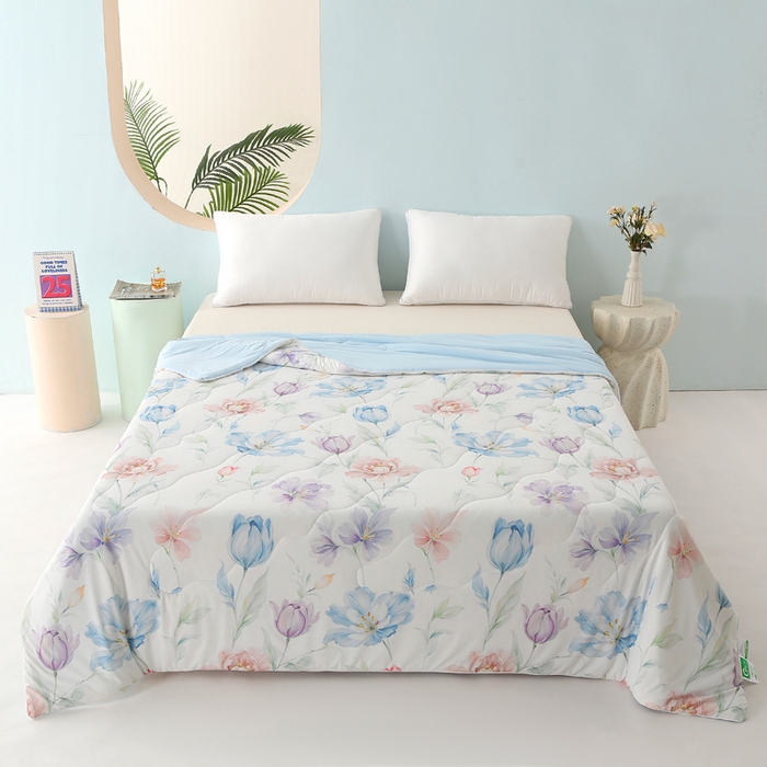 91家纺网 家纺一手货源 找家纺 天之悦家纺 2026新款夏被大版数码云母冰丝夏凉被空调被 清雅