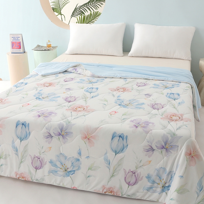 91家纺网 家纺一手货源 找家纺 天之悦家纺 2026新款夏被大版数码云母冰丝夏凉被空调被 清雅