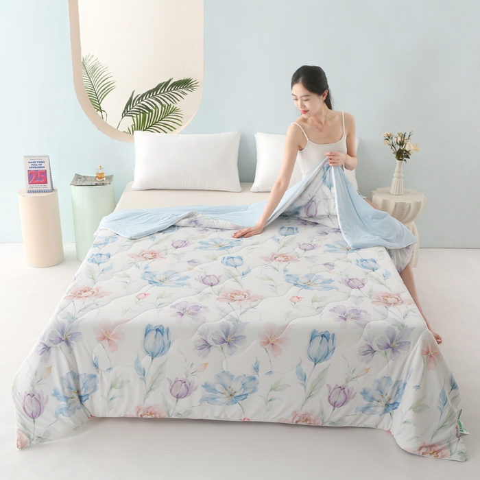 91家纺网 家纺一手货源 找家纺 天之悦家纺 2026新款夏被大版数码云母冰丝夏凉被空调被 清雅