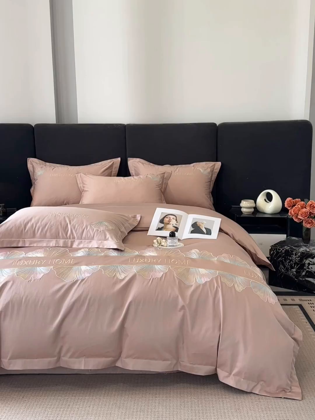 91家纺网 家纺一手货源 找家纺 犇牛仓储供应链 2026新款A类全棉刺绣四件套-花漾 花漾-香槟色