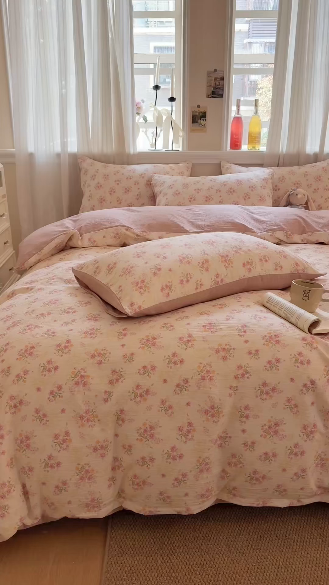 91家纺网 家纺一手货源 找家纺 鑫佳居 2026新款水洗针织提花双层纱四件套 奶油甜点