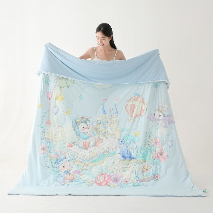 91家纺网 家纺一手货源 找家纺 天之悦家纺 2026新款夏被大版数码云母冰丝夏凉被空调被 天空之城