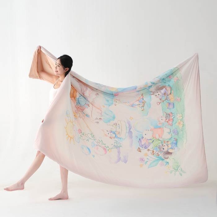 91家纺网 家纺一手货源 找家纺 天之悦家纺 2026新款夏被大版数码云母冰丝夏凉被空调被 童话世界