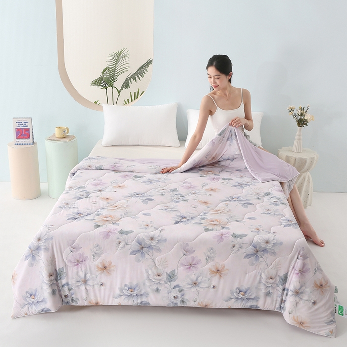 91家纺网 家纺一手货源 找家纺 天之悦家纺 2026新款夏被大版数码云母冰丝夏凉被空调被 雅莎