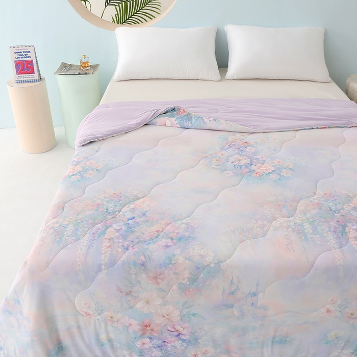 91家纺网 家纺一手货源 找家纺 天之悦家纺 2026新款夏被大版数码云母冰丝夏凉被空调被 云雾冲紫