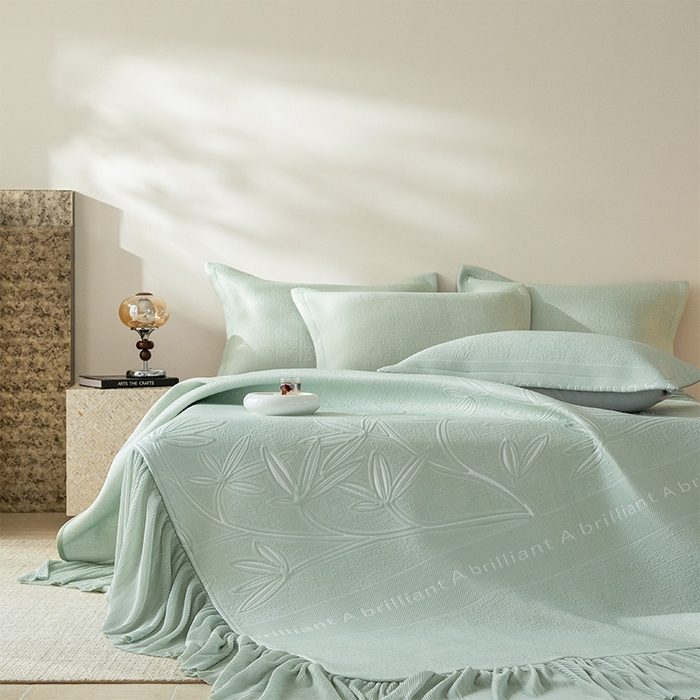 91家纺网 家纺一手货源 找家纺 （总）红夫人2026新款PE凉感豆豆提花凉席-清雅