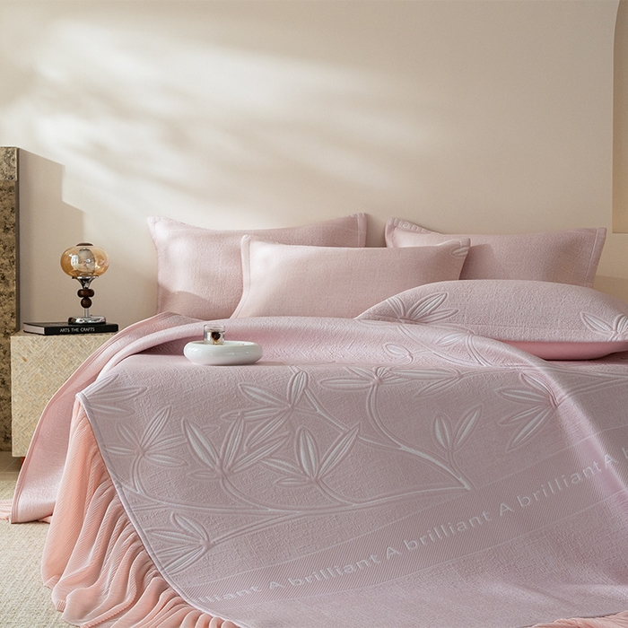 91家纺网 家纺一手货源 找家纺 （总）红夫人2026新款PE凉感豆豆提花凉席-清雅