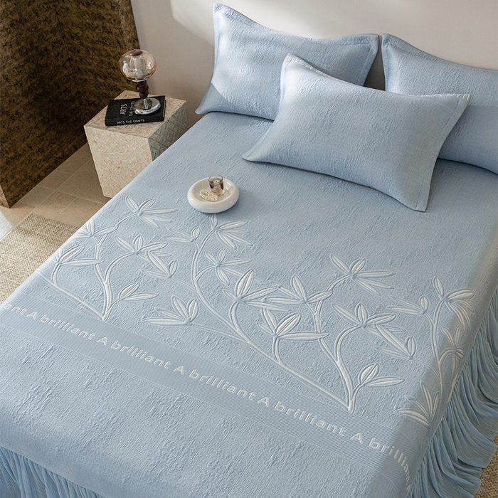 91家纺网 家纺一手货源 找家纺 （总）红夫人2026新款PE凉感豆豆提花凉席-清雅