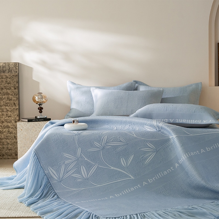 91家纺网 家纺一手货源 找家纺 （总）红夫人 2026春夏新款床盖款多功能夏被床盖天竹棉麻系列四件套-浅茉