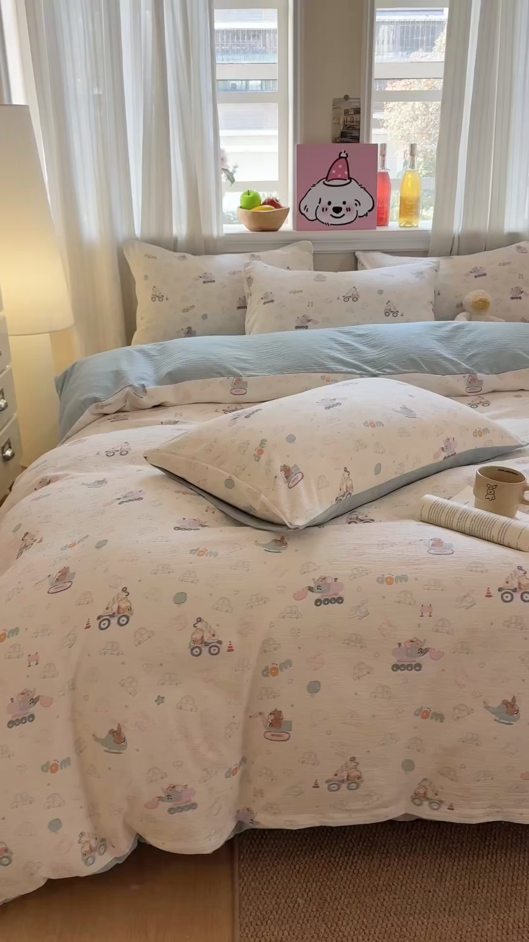 91家纺网 家纺一手货源 找家纺 鑫佳居 2026新款水洗针织提花双层纱四件套 暮色花町