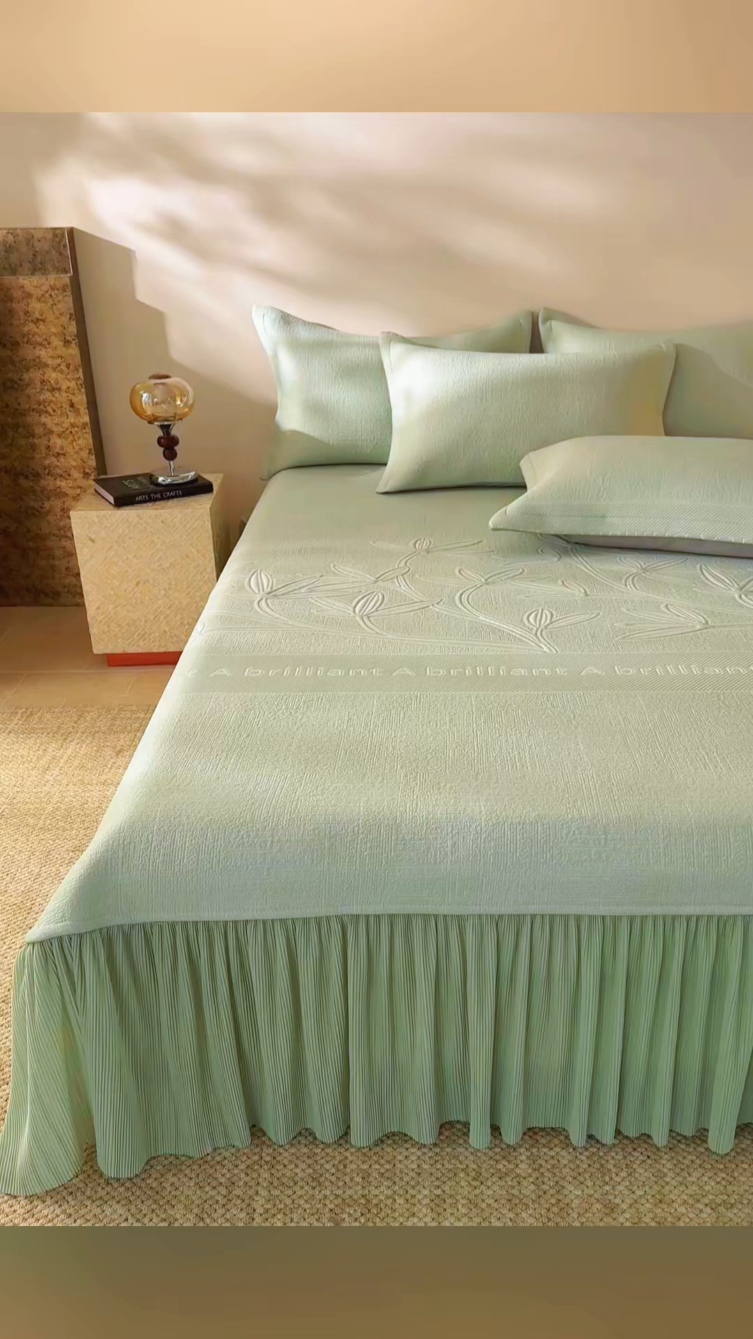 91家纺网 家纺一手货源 找家纺 红夫人2026新款PE凉感豆豆提花凉席-清雅 浅绿