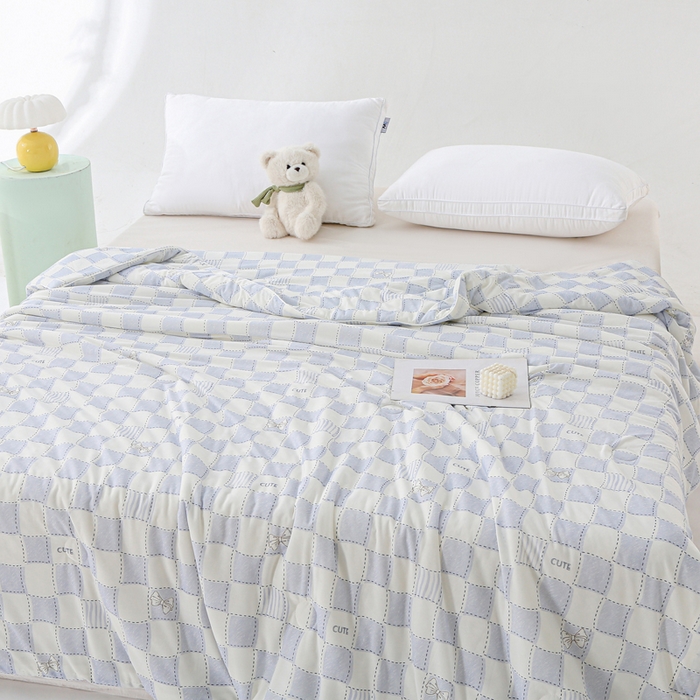 91家纺网 家纺一手货源 找家纺 天之悦家纺 2026新款网销直播热款印花冰皮小凉被夏被夏凉被空调被 蝶格