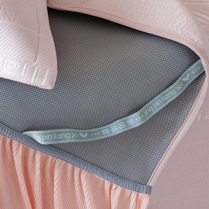 91家纺网 家纺一手货源 找家纺 红夫人2026新款PE凉感豆豆提花凉席-清雅 柔粉