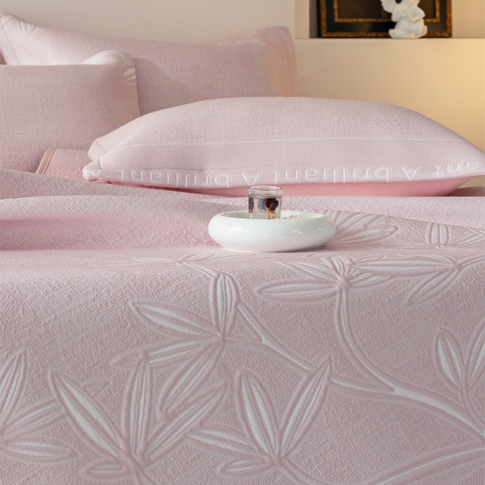 91家纺网 家纺一手货源 找家纺 红夫人2026新款PE凉感豆豆提花凉席-清雅 柔粉