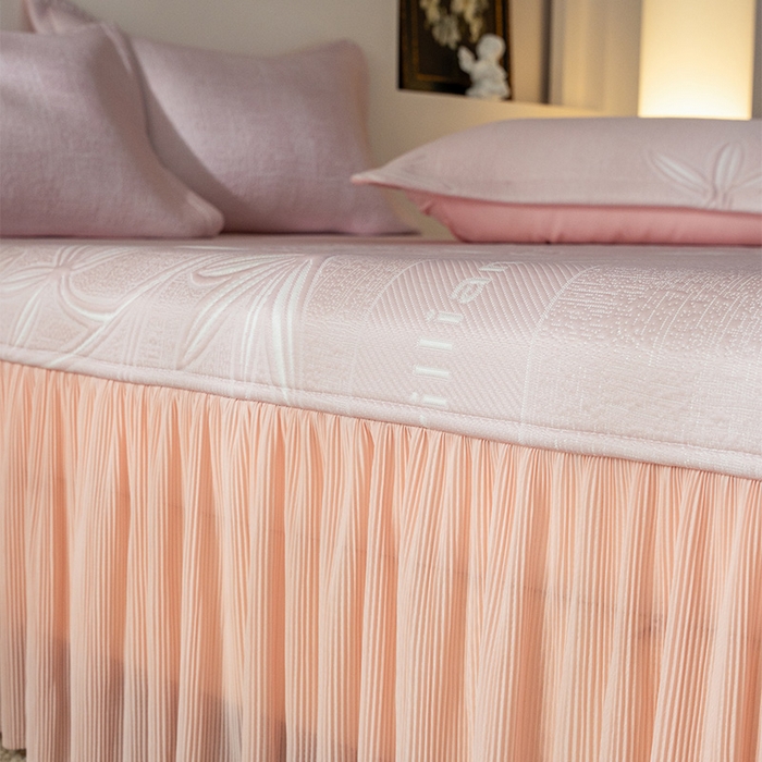 91家纺网 家纺一手货源 找家纺 红夫人2026新款PE凉感豆豆提花凉席-清雅 柔粉