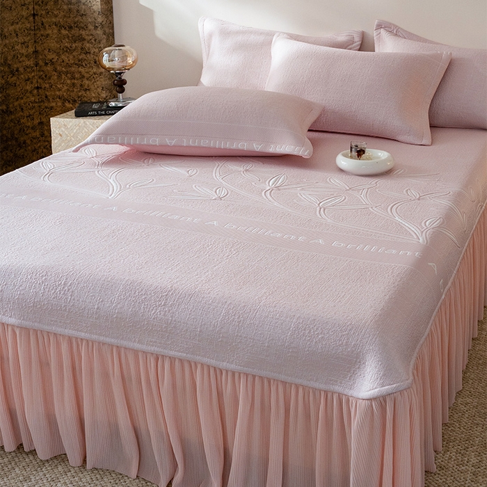 91家纺网 家纺一手货源 找家纺 红夫人2026新款PE凉感豆豆提花凉席-清雅 柔粉