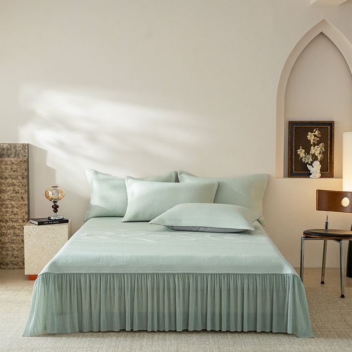 91家纺网 家纺一手货源 找家纺 红夫人2026新款PE凉感豆豆提花凉席-清雅 浅绿