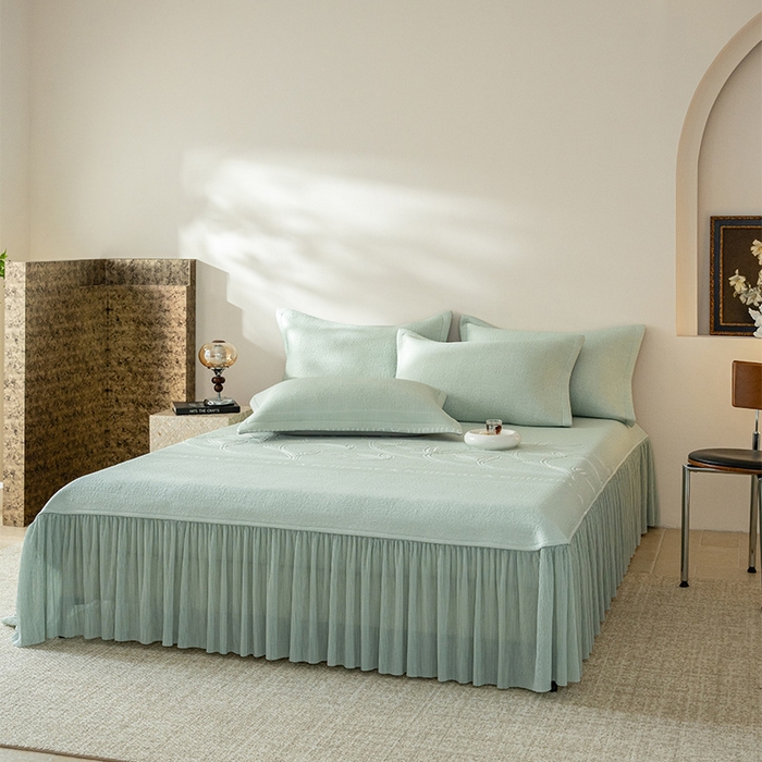 91家纺网 家纺一手货源 找家纺 红夫人2026新款PE凉感豆豆提花凉席-清雅 浅绿