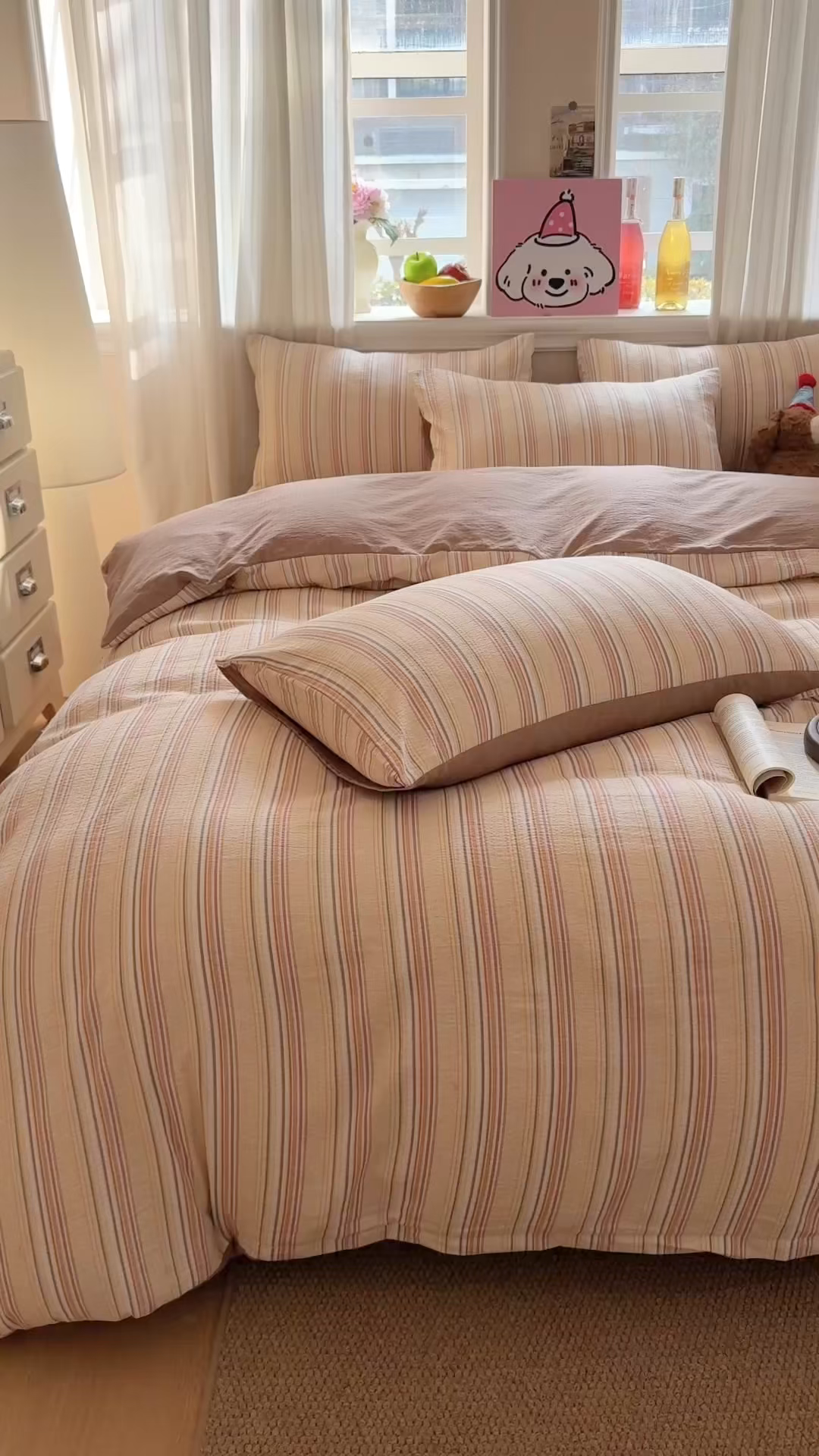 91家纺网 家纺一手货源 找家纺 鑫佳居 2026新款水洗针织提花双层纱四件套 甜梦少女