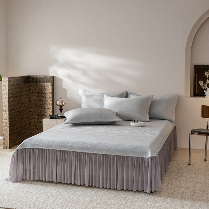 91家纺网 家纺一手货源 找家纺 红夫人2026新款PE凉感豆豆提花凉席-清雅 灰色