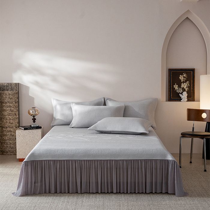 91家纺网 家纺一手货源 找家纺 红夫人2026新款PE凉感豆豆提花凉席-清雅 灰色