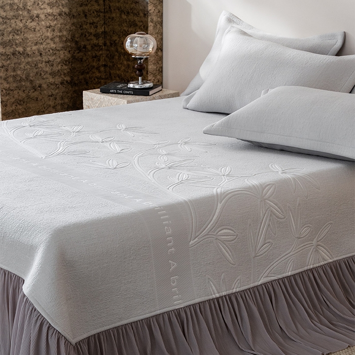 91家纺网 家纺一手货源 找家纺 红夫人2026新款PE凉感豆豆提花凉席-清雅 灰色