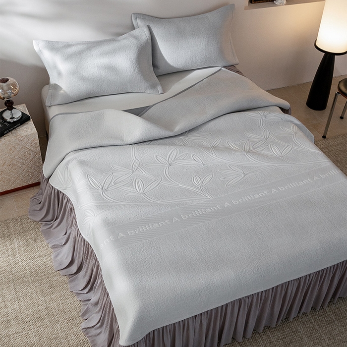 91家纺网 家纺一手货源 找家纺 红夫人2026新款PE凉感豆豆提花凉席-清雅 灰色