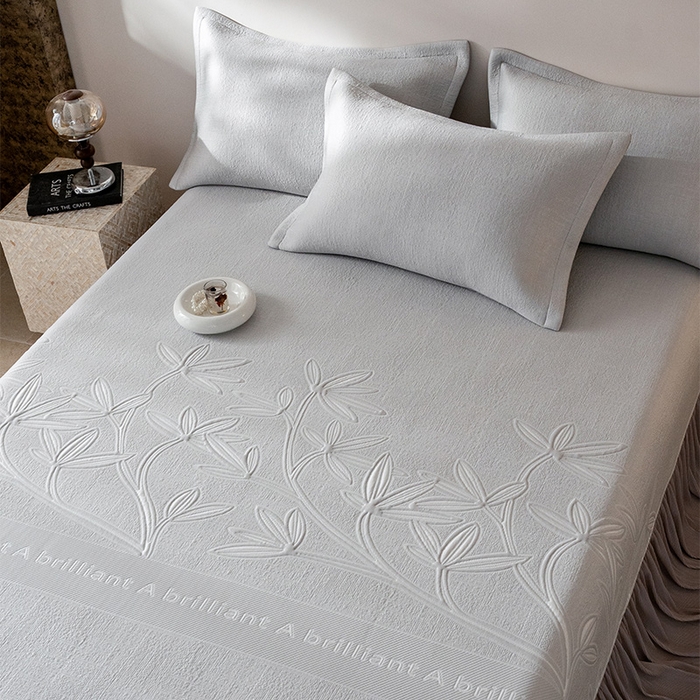 91家纺网 家纺一手货源 找家纺 红夫人2026新款PE凉感豆豆提花凉席-清雅 灰色