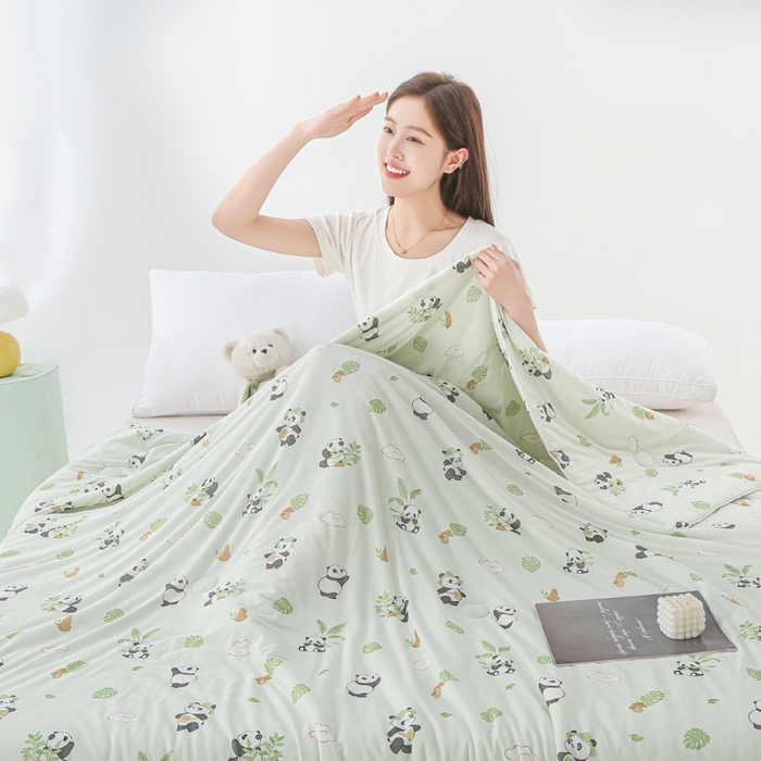 91家纺网 家纺一手货源 找家纺 天之悦家纺 2026新款网销直播热款印花冰皮小凉被夏被夏凉被空调被 熊猫