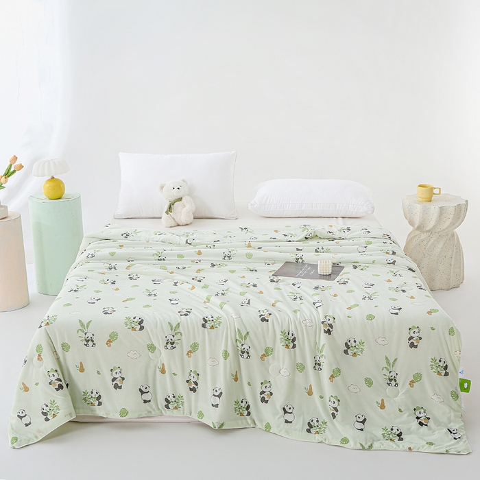 91家纺网 家纺一手货源 找家纺 天之悦家纺 2026新款网销直播热款印花冰皮小凉被夏被夏凉被空调被 熊猫