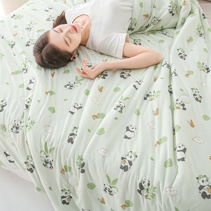 91家纺网 家纺一手货源 找家纺 天之悦家纺 2026新款网销直播热款印花冰皮小凉被夏被夏凉被空调被 熊猫