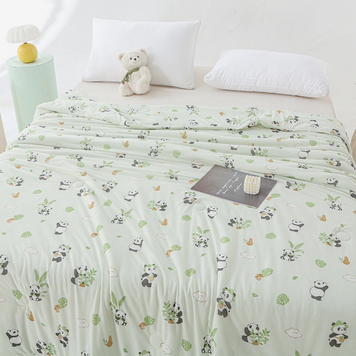 91家纺网 家纺一手货源 找家纺 天之悦家纺 2026新款网销直播热款印花冰皮小凉被夏被夏凉被空调被 熊猫