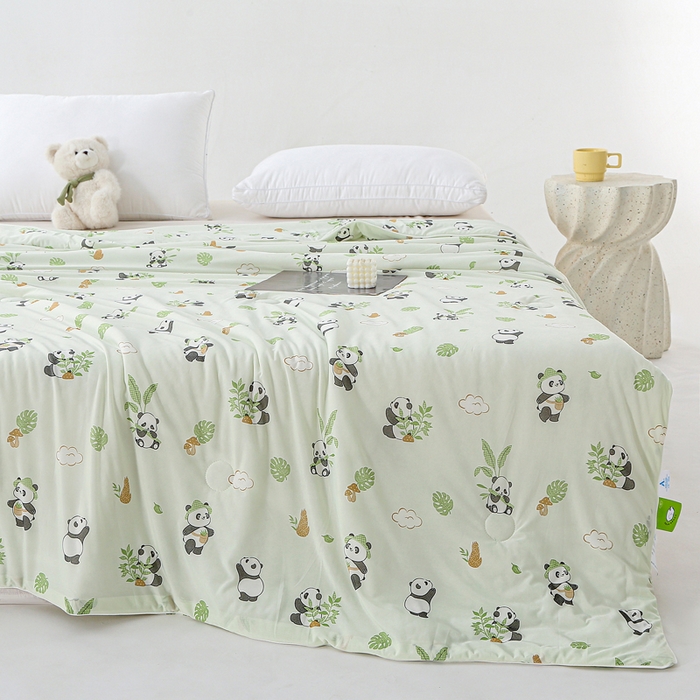 91家纺网 家纺一手货源 找家纺 天之悦家纺 2026新款网销直播热款印花冰皮小凉被夏被夏凉被空调被 熊猫