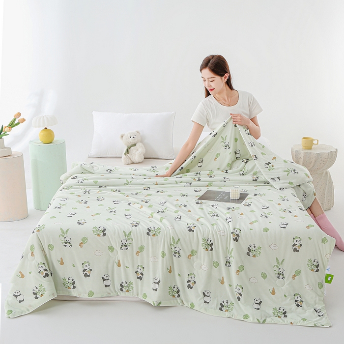 91家纺网 家纺一手货源 找家纺 天之悦家纺 2026新款网销直播热款印花冰皮小凉被夏被夏凉被空调被 熊猫