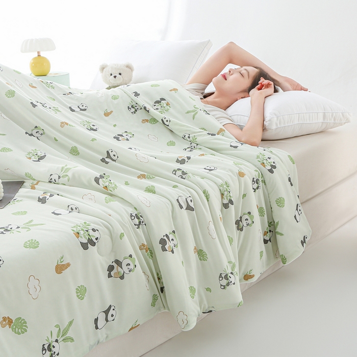 91家纺网 家纺一手货源 找家纺 天之悦家纺 2026新款网销直播热款印花冰皮小凉被夏被夏凉被空调被 熊猫