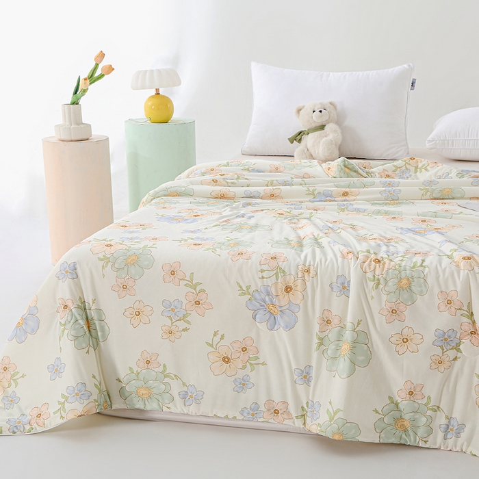 91家纺网 家纺一手货源 找家纺 天之悦家纺 2026新款网销直播热款印花冰皮小凉被夏被夏凉被空调被 摇曳-绿