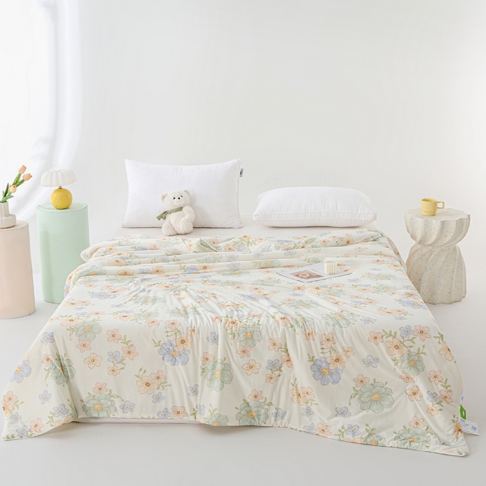 91家纺网 家纺一手货源 找家纺 天之悦家纺 2026新款网销直播热款印花冰皮小凉被夏被夏凉被空调被 摇曳-绿