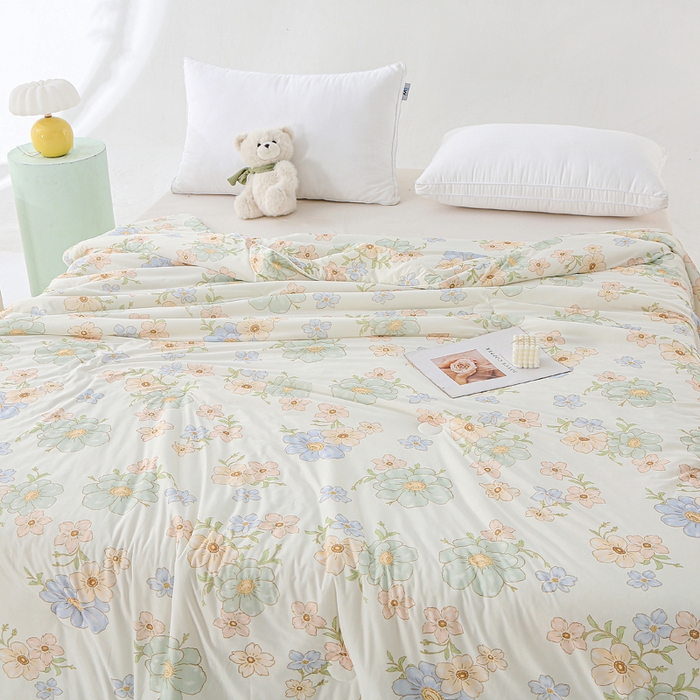 91家纺网 家纺一手货源 找家纺 天之悦家纺 2026新款网销直播热款印花冰皮小凉被夏被夏凉被空调被 摇曳-绿