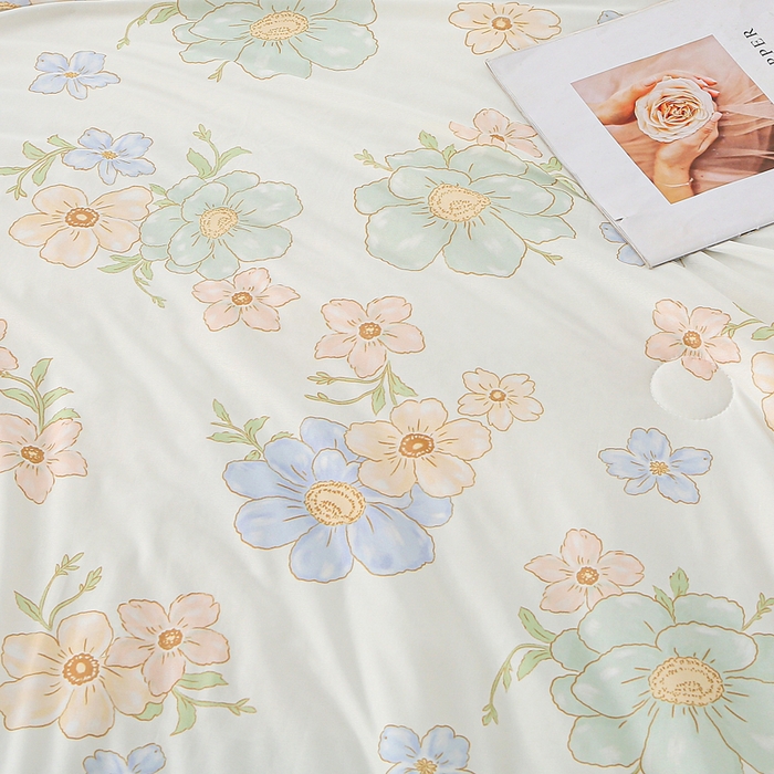 91家纺网 家纺一手货源 找家纺 天之悦家纺 2026新款网销直播热款印花冰皮小凉被夏被夏凉被空调被 摇曳-绿