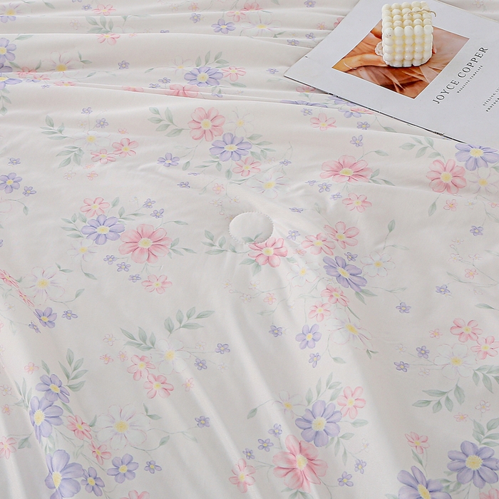 91家纺网 家纺一手货源 找家纺 天之悦家纺 2026新款网销直播热款印花冰皮小凉被夏被夏凉被空调被 幽兰-粉